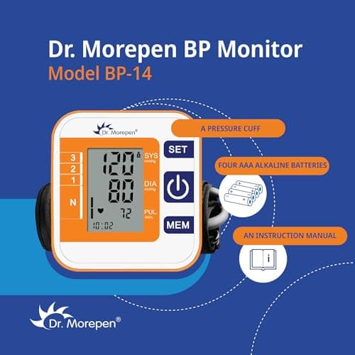 Dr. Morepen Arm Blood Pressure Monitor Model BP-14,White,Orange 5