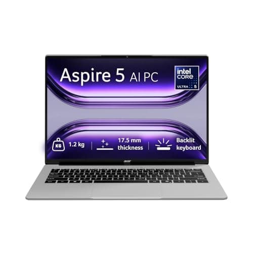 Acer Aspire 5, Intel Core Ultra 5 125H Processor,Office 2024 + M365 Basic, 16 GB RAM, 512 GB SSD, WUXGA IPS, 14.0"/35.56 cm, Win 11 Home, Pure Silver, 1.2 kg, A514-54H, Backlit KB, Premium Laptop