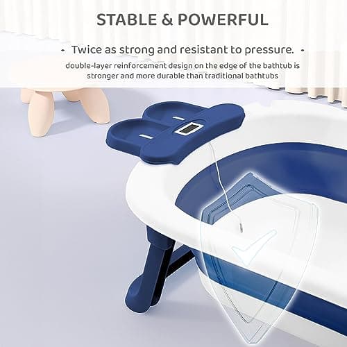 StarAndDaisy Baby Bath Tub for 0 to 5 Years/Folding Large Baby Bathtub with Temperature Meter/Safe & Comfortable Bathing tub for Kids 3