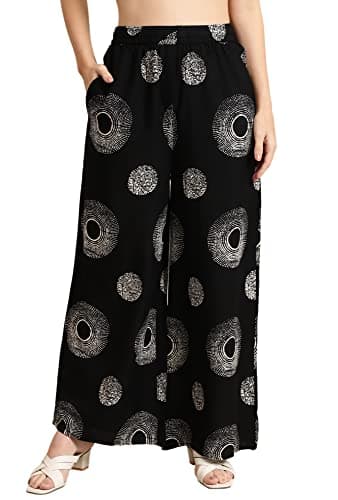 Pistaa's Women's Regular Fit Cotton Palazzo (WPZOBFLMX_Black_44)