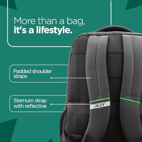 acer Trenzo New Airmesh Padded Premium Black 15.6" Laptop Backpack I USB Charging, 23 Litres 2 Spacious Compartment I Multipurpose Univeral Trendy Bagpack 5