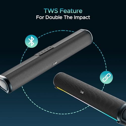 boAt Aavante Bar 950 Bluetooth Soundbar w/ 40W Signature Sound,RGB,Dual Passive Radiators, Up to 7 hrs Playback, Free Music Streaming on JioSaavn, Bluetooth Sound Bar, Soundbar Speaker (Premium Black) 6