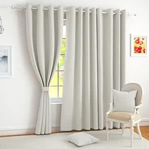 Story@Home 100% True Blackout Window Curtains 5 Feet Long Set of 1 | Solid Design |Room Darkening Curtain | Thermal Insulated Curtains for Living Room, Bedroom | (116 X 152 Cm, Pastel Ivory)