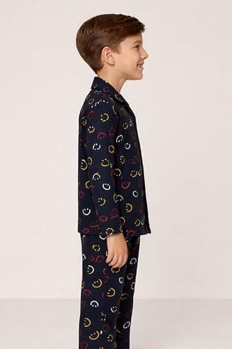 3BROS Kid's Pure Cotton Full Sleeves Night Suit/Dress for Boys/Girls Full Pajama & Top Sleep Suit Combo Set |Navy Blue 2 | 7-8 Years | Pack of 1 2