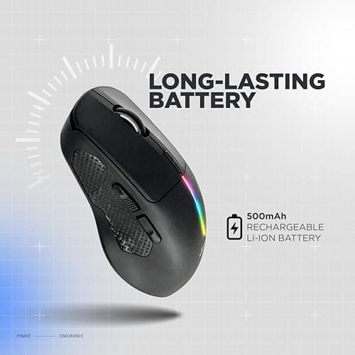Acer Prism Wireless Mouse | Dual Mode 2.4GHz & BT 5.1 | 6 Buttons with Scroll Wheel | 800/1200/1600 DPI | Rechargeable 500mAh Battery | Running RGB | Lightweight 73g I Windows & Mac Compatible – Black 4