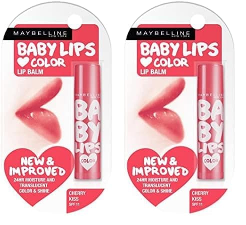 Maybelline New York Lip Balm, With SPF, Moisturises and Protects from the Sun, Pink Lolita & Baby Lips Cherry Kiss, Baby Lips, Pink Lolita, Cherry Kiss, 4g (Pack of 2)