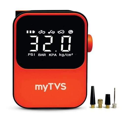 myTVS Air Go Cordless Tyre Inflator 150 PSI Digital Air Compressor, Auto Stop, Rechargeable 4000mAh Battery with Type C Port, LED Light & Power Bank, Portable Wireless Air Pump for Car & Bike | WT-1