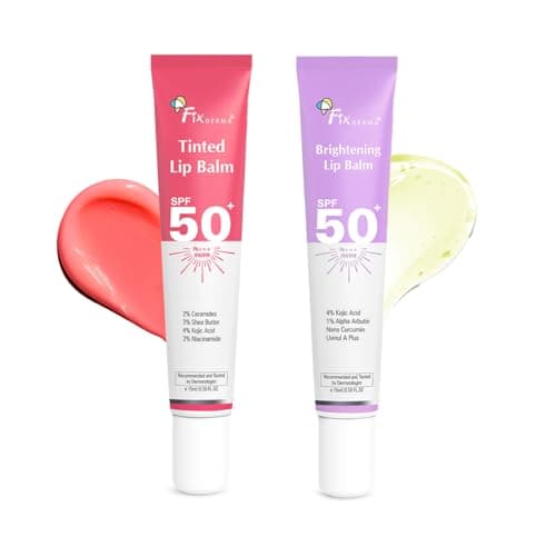 Fixderma 4% Kojic Acid Tinted Lip Balm with 2% Ceramide, 3% Shea Butter, 3% Niacinamide & SPF 50+ PA+++ | Ceramide Lip Balm SPF 50 | Kojic Acid for Pigmented Lips - 30ml (Kit)