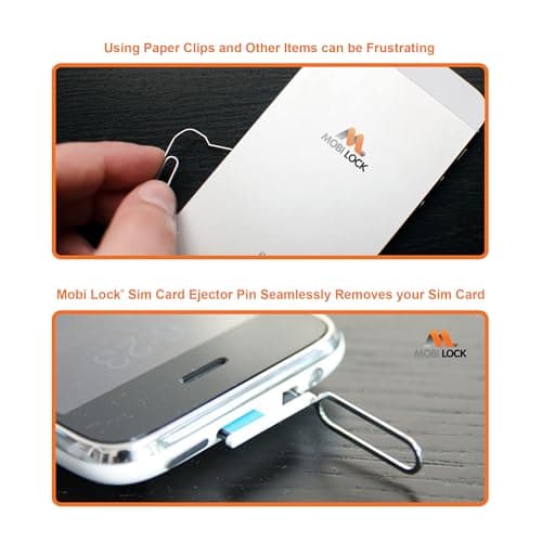10pcs Sim Card Tray Removal Tool Compatible with All Smartphones and Tablets - iPhones, Android - Samsung, HTC, Pixel, Sony, Motorola - by Mobi Lock 5