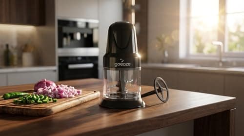 GOEAZE Electric Chopper, 400 Watts, Twin Blade Technologies, Vegetable Chopper, Cutter, 100% Pure Copper Motor, Chop, Mince, Dice, Stainless Steel Blade, 500 ml, One Touch Operation, Black 3