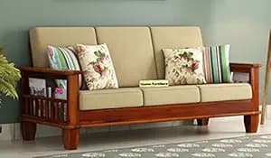 Home furniture Wooden Sofa Set for Living Room and Office 3 Seater (3 Seater, Teak Finish) Handicraft- Hand Made