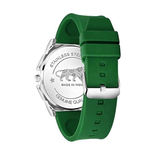 styledose Men’s Analog Watch with Black Dial & Silicone Strap | Premium Stainless Steel Case | Waterproof Casual & Formal Wrist Watch for Men | Stylish Luxury Quartz Watch (Green) 4