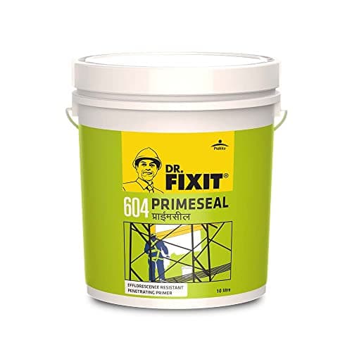 Dr. Fixit 604 Primeseal External Wall Waterproofing Coat, White Matte Finish 10 Litre, Primer and Wall Coating for External Surfaces