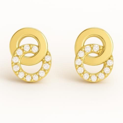 ZAVYA 925 Sterling Silver Dual Circular CZ Studded Gold Plated Jewelry Set| Gift for Women & Girls | With Authenticity Certificate & 925 Stamp 5