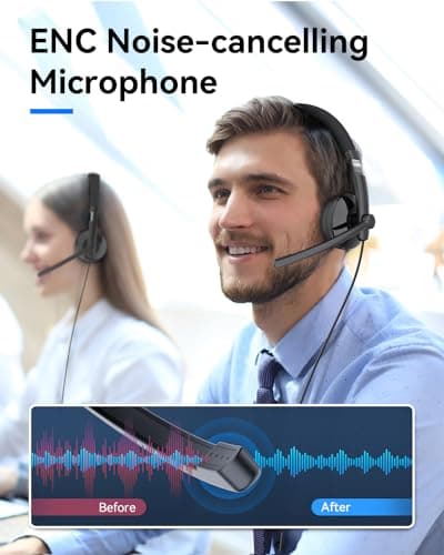 EMEET HS50 Wired Headset with Mic, On-Ear Computer Headphones with Noise Cancelling Microphone, USB-A/USB-C, Adjustable Design, in-line Control for Home Office Online Class Teams Zoom, All Day Comfort 5