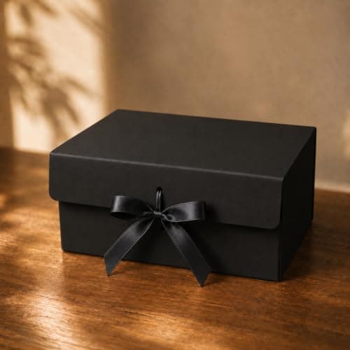 SATYAM KRAFT 1 Pcs Multipurpose Decorative gift box with Ribbon for packing Empty Gift Hamper for Presents Wedding Reusable Gift Packing Return Gift Surprise-purple Cardboardbox (Black)
