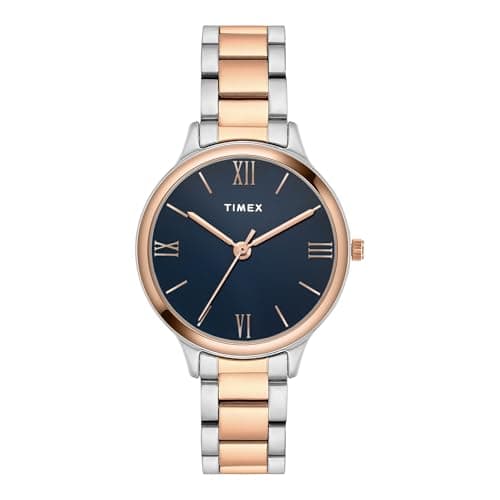 TIMEX Analog Watch for Women with Blue Round Dial & Multicolor Stainless Steel Bracelet Band Water Resistant Women's Wrist Watches - TWTL12111