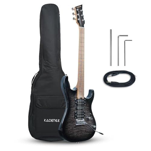 Kadence EGFM Astroman 39" Electric Guitar (ST-Style/S-Style) | Poplar Wood Body, Maple Neck | HSH Alnico Pickups, Mini Double-Locking Tremolo | Tremolo + Gig Bag + Cable + Strap + Allenkey | Charcoal