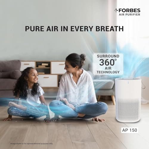 Eureka Forbes Air Purifier 150 for bedroom | Covers upto 200 Sq. Ft. | True HEPA H13 Filter & Surround 360° Air Technology | Removes 99.97% Dust & Particulate Matter | 3-Stage Purification 2