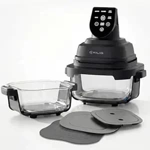 Kilig Iris Plus Airfryer | Dual Toxin-Free Glass Containers (4L + 1.5L) | 5 Smart Modes | 1500W | Overheat Protection | 360° Air circulation | Matte Black