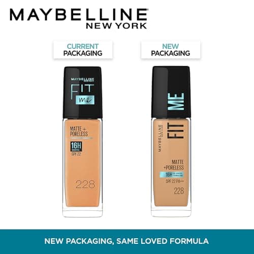 Maybelline New York Fit Me Matte + Poreless Liquid Foundation, pore minimising Foundation, lightweight formula suitable for daily use, Matte Finish Foundation for Indian Skin - 228 Soft Tan, 30 ml 2