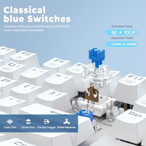 Redragon K552W-RGB 60% Mechanical Gaming Keyboard Compact 87 Key Mechanical Computer Keyboard KUMARA USB Wired Cherry MX Blue Equivalent Switches for Windows PC Gamers (White RGB Backlit) 2