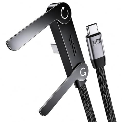 240W USB C to USB C Fast Charging Cable with Foldable Adjustable Phone Stand, PD Type C Braided Charger Cord 1.5M for Gaming, Desk, iPhone 15/16, Samsung, MacBook & Laptops