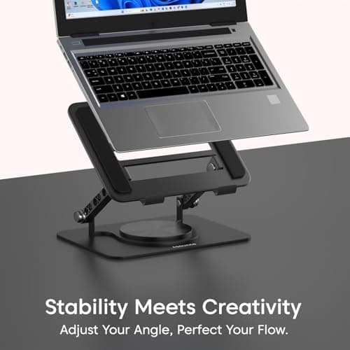 Sounce HyperLift Aluminium Laptop Stand, 6-Angle Adjustable Ergonomic Foldable Riser with Carry Pouch, Ventilated Cooling, Anti-Slip, Compatible with MacBook HP Dell Lenovo 10-15.6 Inch (Black) 2
