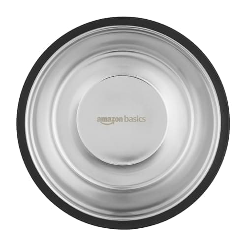 Amazon Basics Adjustable Double Diner for Pet Food and Water | 1500 ml Each | Two Removable Stainless Steel Bowls | Cat and Dog Food Bowl | Adjustable Height | Extra Rubber Support | H-Base 6