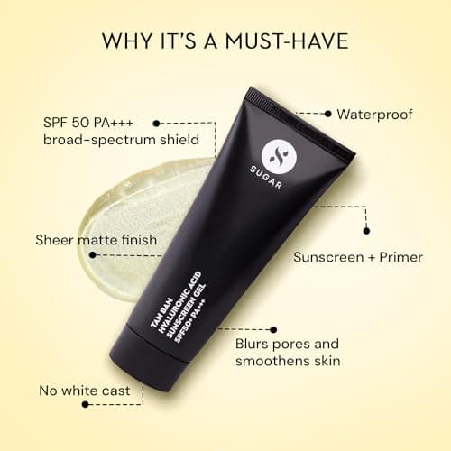 SUGAR Cosmetics Tan Ban Hyaluronic Acid Sunscreen SPF50+ PA+++ Gel |All Skin Non Greasy | Light Weight Formula | 50ml 2