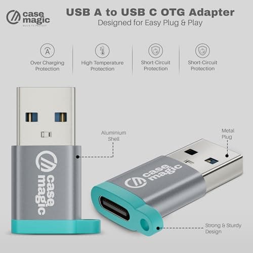 case-magic USB C Female to USB A 3.0 OTG Adapter Converter| 15W Fast Charging, 5Gbps Data, for Apple Watch Ultra iWatch 10 9 8 7, iPhone 16 15 14 13 Plus Pro Max, AirPods, iPad, Car, Samsung S25/24 2