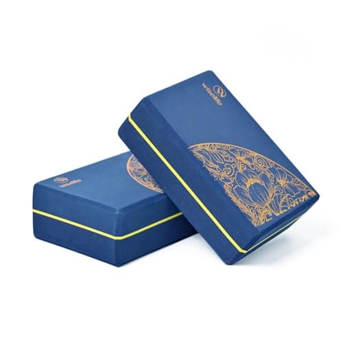 WiseLife Printed Yoga Blocks | Yoga Brick (Pack of 2, Extra Large Size), High-Density EVA Foam Soft Surface for Balance, Support & Performance, Strength Training Exercise (Midnight Blue)
