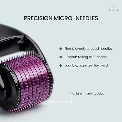 SKINSIDE Derma Roller for Hair & Beard Growth | 540 x Titanium Microneedles Roller for Hair | For Men & Women | With Protective Case & Sanitizer 30ml (0.5 mm) 5