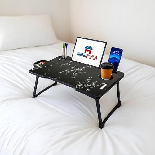 DIVIJA STORE Smart Multipurpose Foldable Laptop Table with Cup Holder, Study Table, Bed Table, Breakfast Table, Foldable and Portable/Ergonomic & Rounded Edges/Non-Slip Legs (Flying doremon) 2
