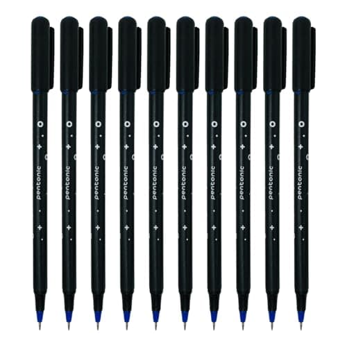 Pentonic Cipher 0.5mm Ball Pen, Black Body Blue Ink (Set of 10)