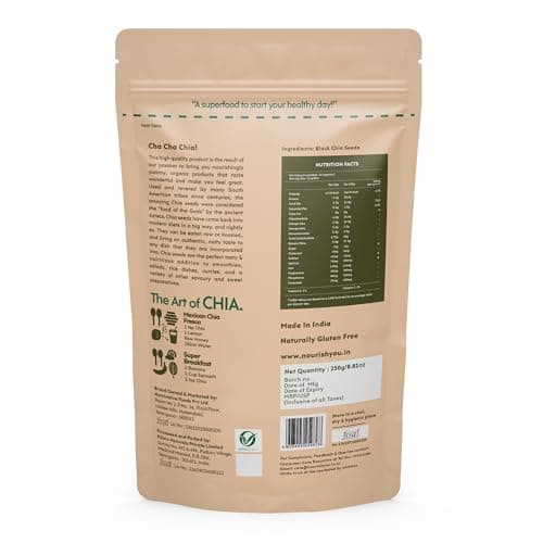 Nourish You Raw & Whole Chia Seeds 250g | Dirt & Stone free | Gluten Free | Source of Calcium, Protein , Dietary Fibre & Antioxidant | Rich with Omega 3 & Zinc | Premium superfoods | Pack of 1 | Suppo 3