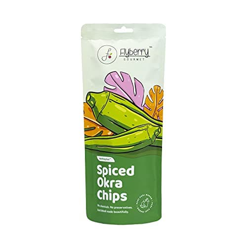 Flyberry Gourmet Vacuum Fried Okra Chips, 40g | Less than 2% Rice bran oil | No Palm Oil & Preservatives | Healthy Snacks