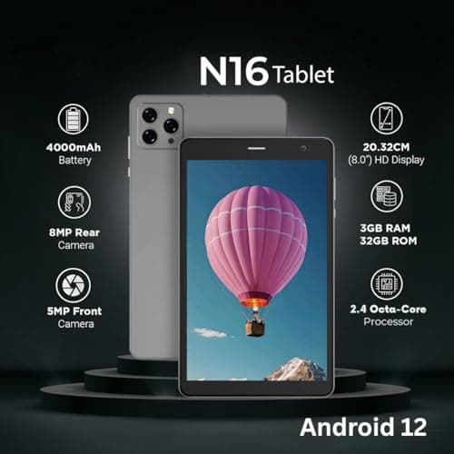 IKALL N16 Tablet (8-Inch HD Display, 3GB RAM, 32GB ROM, 2.4Ghz Octa Core & Android 12, 4G Calling, 4000mAh Battery, 8MP Rear and 5MP Front Camera, Wi-Fi+Voice Calling, Grey) 2