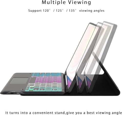 JUQITECH Keyboard Case Compatible with Samsung Galaxy Tab S10 Plus/S9 Plus/S9 FE Plus/S8 Plus/S7 Plus/S7 FE 12.4 Inch, Backlit Smart Touchpad 5