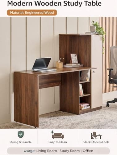Spyder Craft Irish Engineering Wood Modern Office Desk Study Table Computer Table for Office Work from Home Kids Study Room Workstation with Storage 5