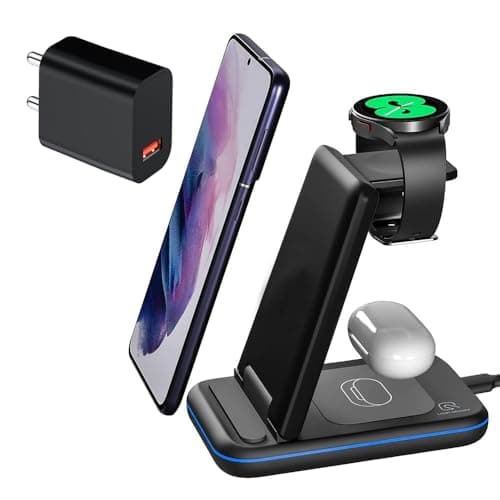 UNIGEN Unidock 350 23W Foldable Fast Wireless Charger Compatible with Samsung S24 Ultra Plus S23 S22 S21 S20 Z Fold Flip 3/4/5/6Watch4/5/6/Pro/7/Active 1/2 Galaxy Buds323 Black (with Adapter)