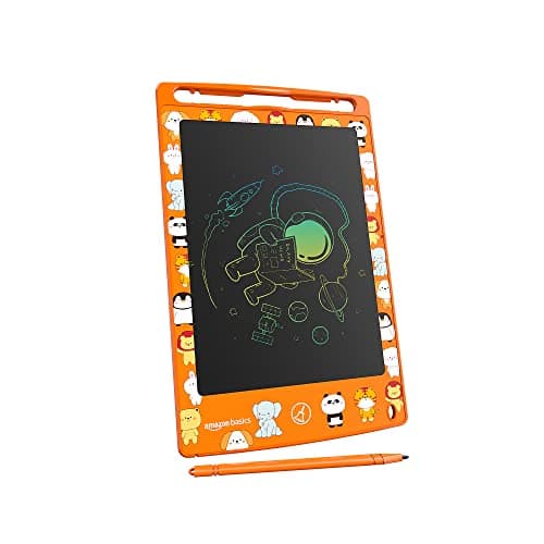 amazon basics Writing Tablet with 8.5-inch rainbow colour LCD screen and Stylus Pen for Kids & Adults (Orange)