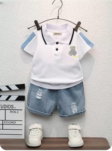 Indhrani Cotton Kids Clothes for Boys with Printed T-Shirt & Shorts | Comfortable Baby Boy Dress for Playtime & Outings | Soft Kids Dress Boy Outfit Designed for Style (White 02, 1-2 year) 4