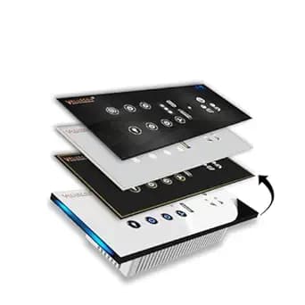 i380 6 modular Smart Wifi Switch Board with 4 Switch,1 Fan,1 Socket, C & A type USB charging ports|Finger-touch, App Control, Voice-controlled by Alexa, Google Home, Google Assis (SLVR_WH)