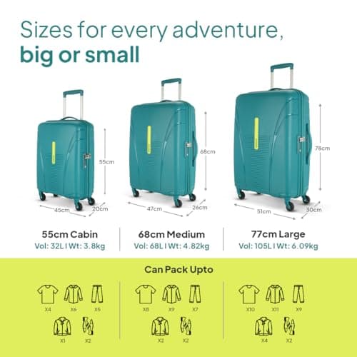American Tourister Medium Ivy 68Cm Hardside Polypropylene 4 Wheel Spinner Check-in Suitcase with Recessed TSA Lock & Color-Matched Components for Women & Men - Spring Green 5