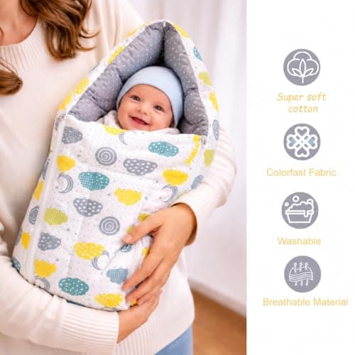 Infantbond Designer Mattress with Net | Baby Sleeping Bag | Carry Bed (0-6 Months) (Grey) 5