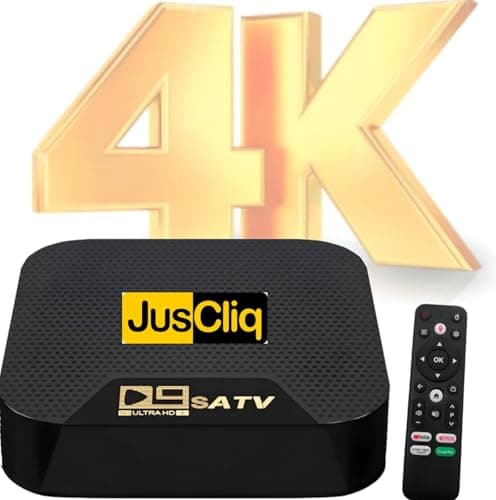 JusCliq Android TV Box D9 SATV, 4K Ultra HD, 4GB RAM 32GB Storage, Android 13.0, Dual Band WiFi 5, Bluetooth 5.0, Voice Remote Control, Black 2
