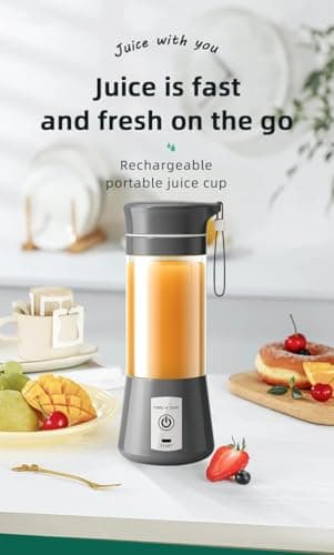 Qlect Elite Portable Blender for Juices, Shakes, Smoothies, Crushing Ice, USB Rechargeable Battery with 1500 mAh 50 Watts Motor, 380ml, Black 2