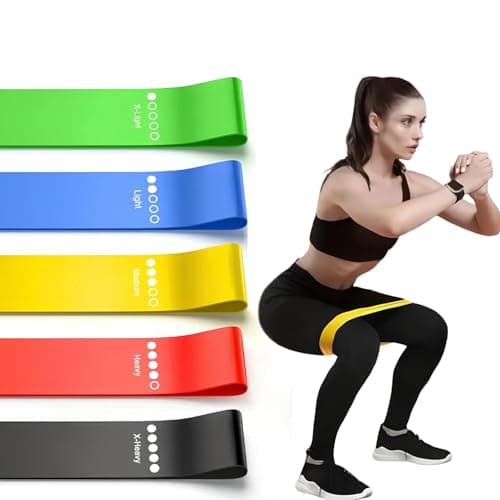 PulGos Natural Rubber Heavy Resistance Bands for Workout & Fitness - Premium Elastic Bands for Muscle Stretching,Strength Training,Yoga,Pilates,Physical Therapy & Full Body Exercise - Set of 5 Levels 5
