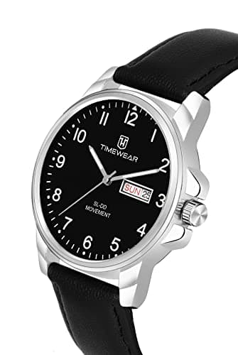 TIMEWEAR Analog New Track Number Dial Day Date Functioning Black Leather Strap Watch for Men 4